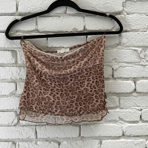 Leopard Print Sheer Women's Top Frills See You Monday Size Medium